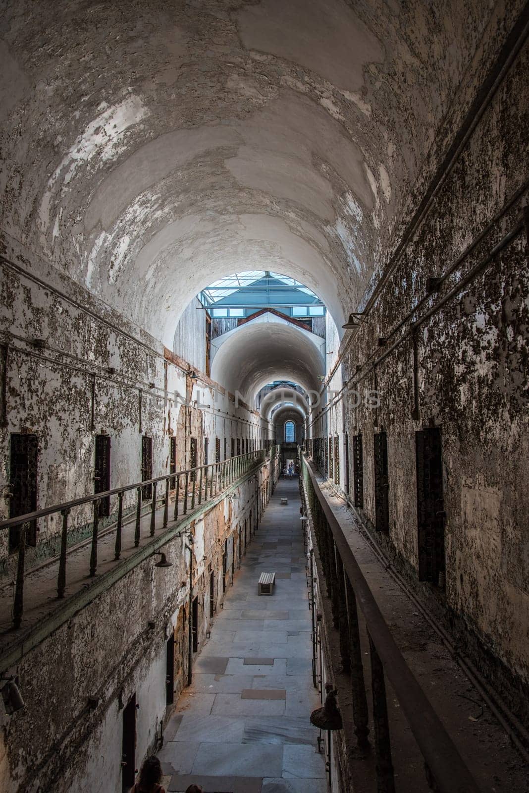 PHILADELPHIA, USA - AUGUST 15, 2022 - Corridor in the Eastern State Penitentiary in Philadelphia, USA