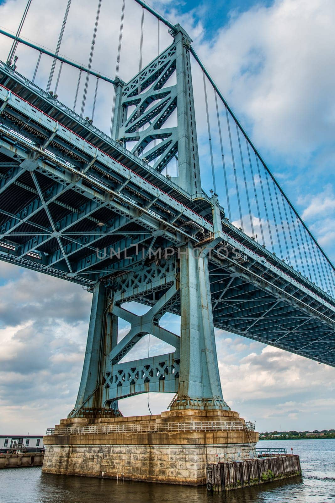 Pillar of the Benjamin Franklin Bridge in Philadelphia, USA