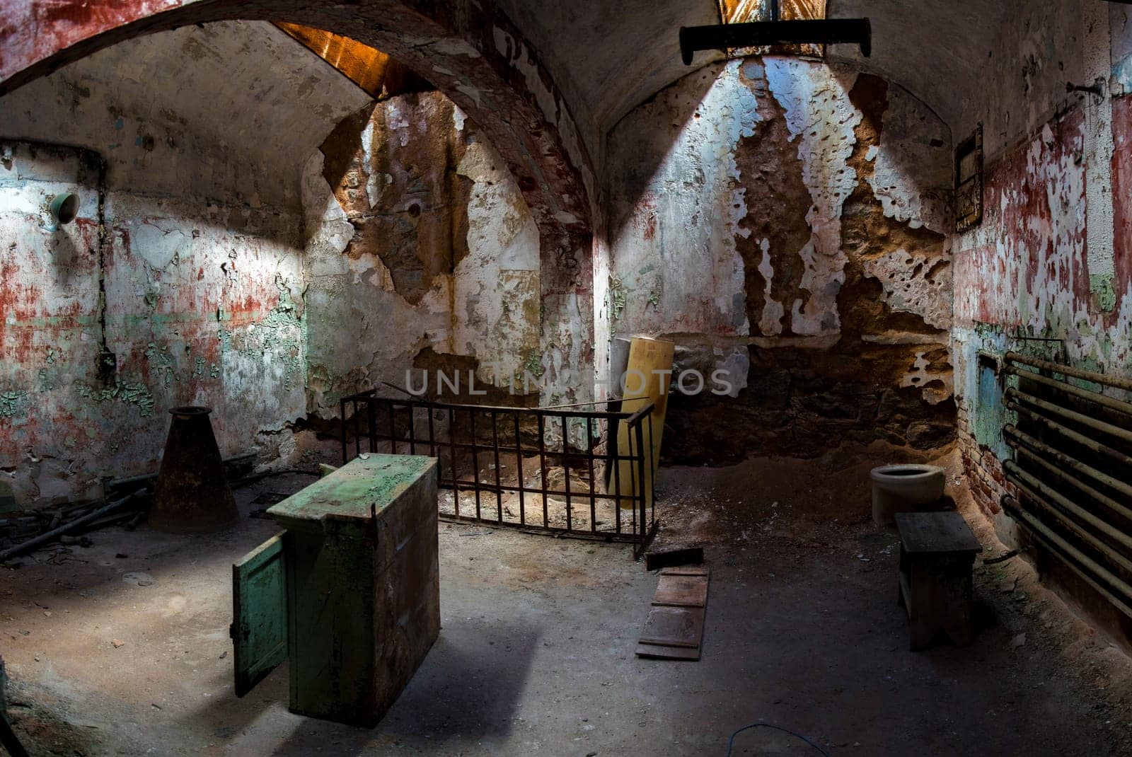 PHILADELPHIA, USA - AUGUST 15, 2022 - Big cell in the Eastern State Penitentiary in Philadelphia, USA