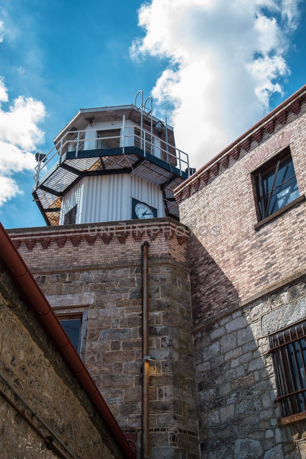 PHILADELPHIA, USA - AUGUST 15, 2022 - Watchtower for prison guards at the Eastern State Penitentiary, USA