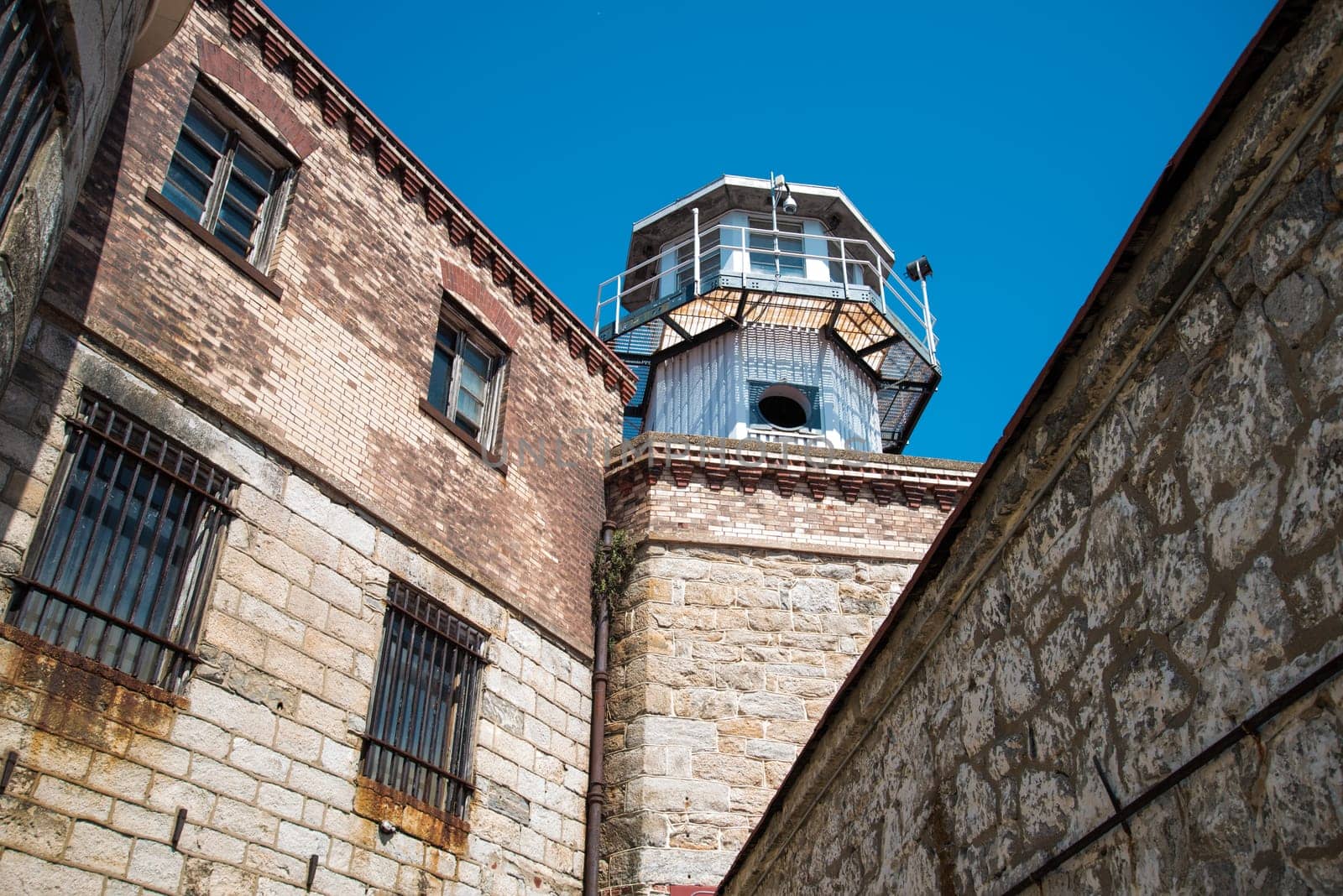 PHILADELPHIA, USA - AUGUST 15, 2022 - Watchtower for prison guards at the Eastern State Penitentiary, USA