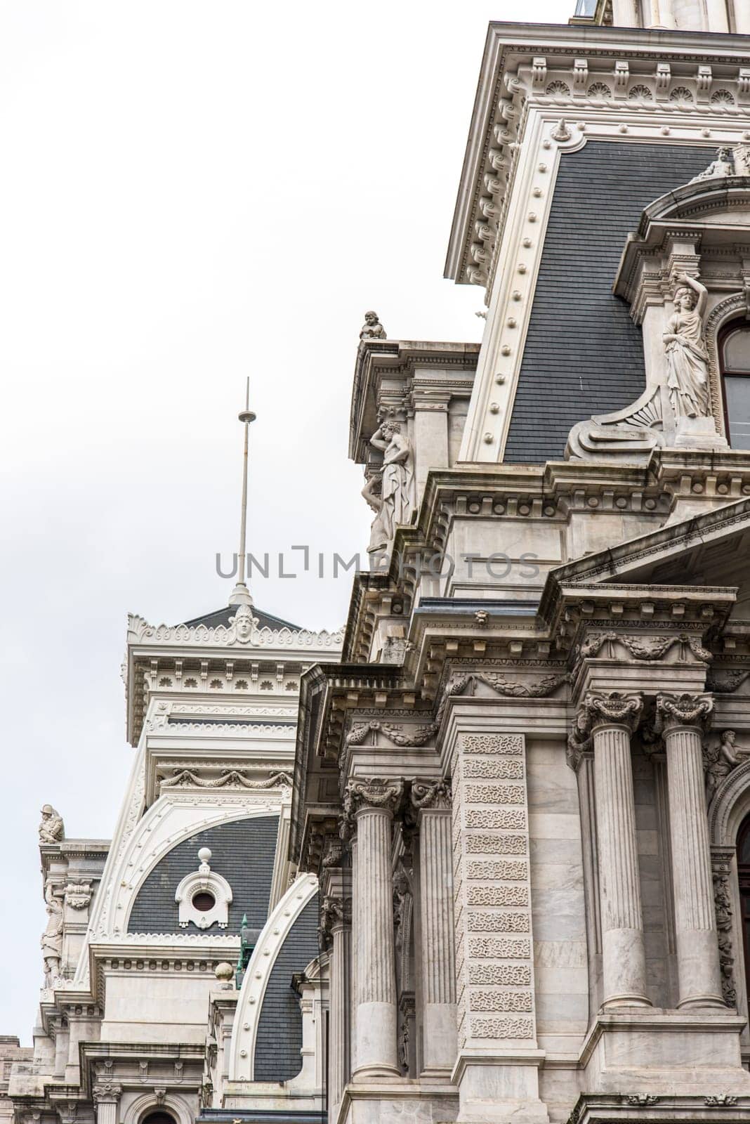 Extract of the baroque roof of Philadelphia City Hall, USA
