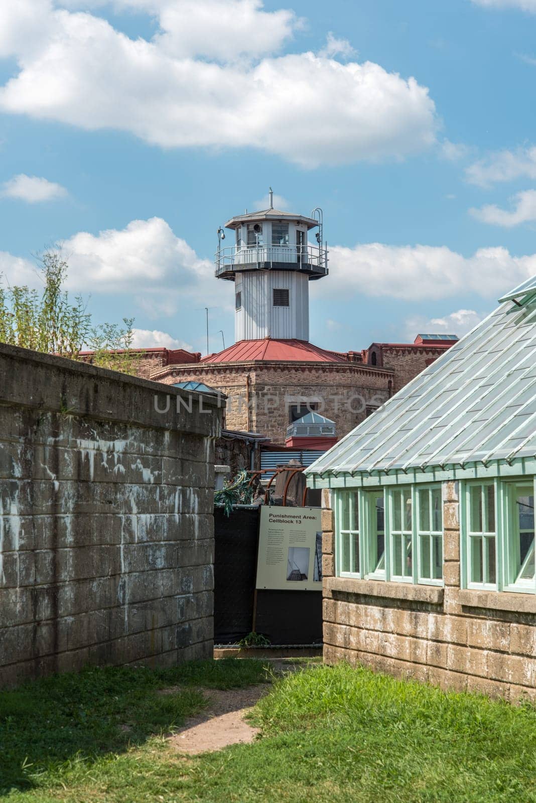 PHILADELPHIA, USA - AUGUST 15, 2022 - Watchtower and court of Easter State Penitentiary, USA