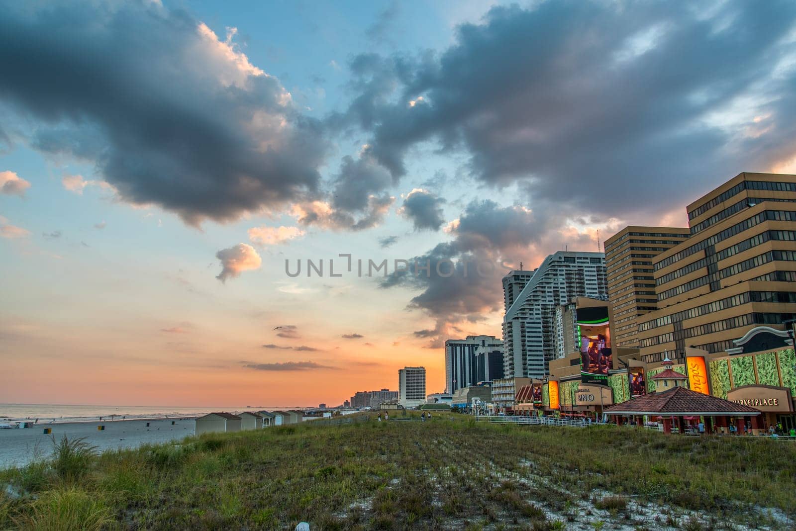 Boardwalk at the shore of Atlantic City, USA