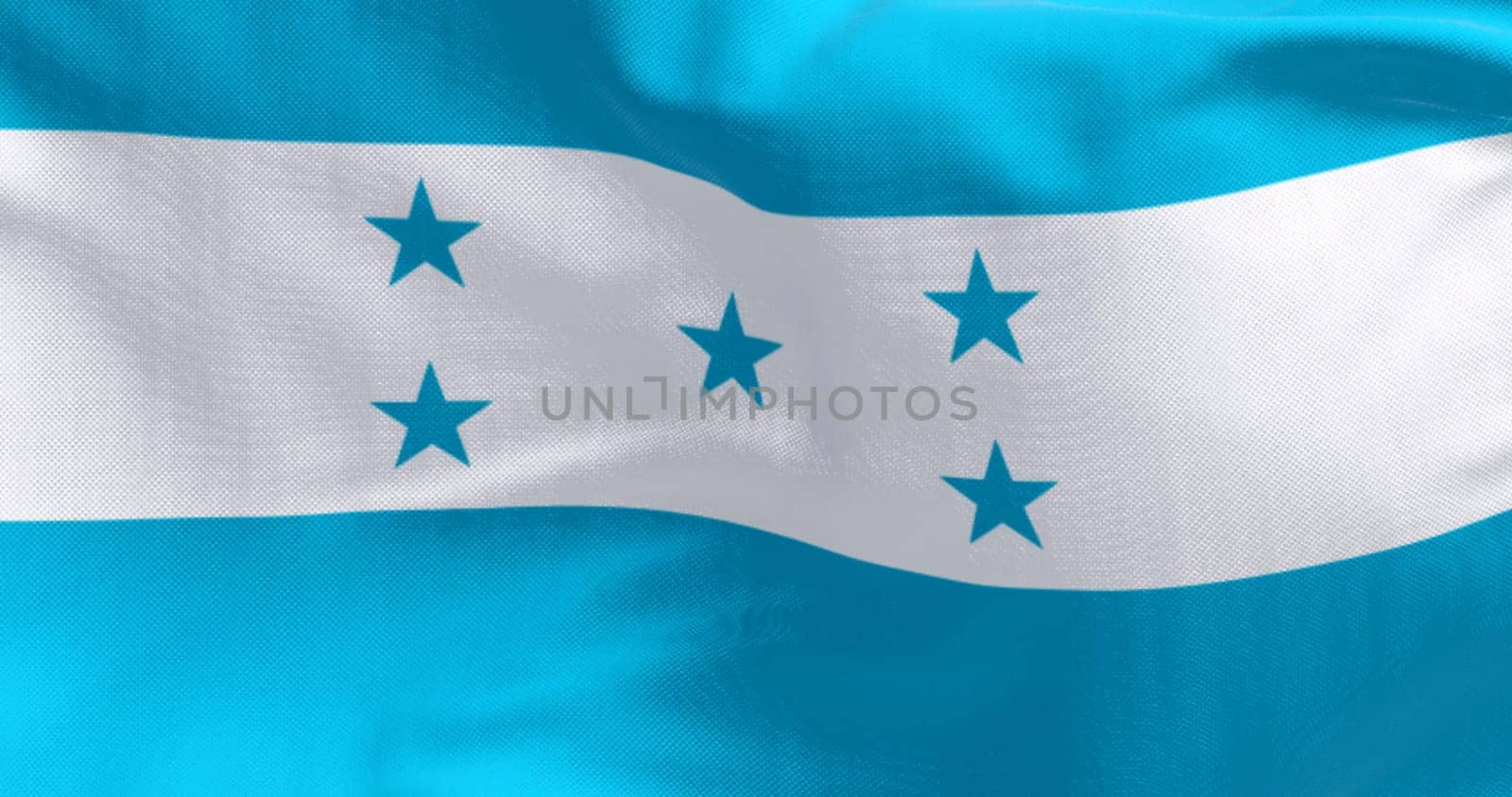 Close-up of Honduras national flag waving. Symbol of national pride, identity, and independence. 3d illustration render. Fluttering fabric background