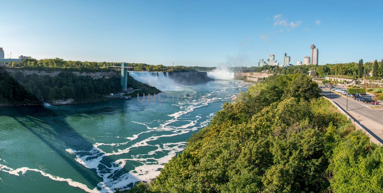 Famous Niagara Falls on a sunny day from the Canadian side