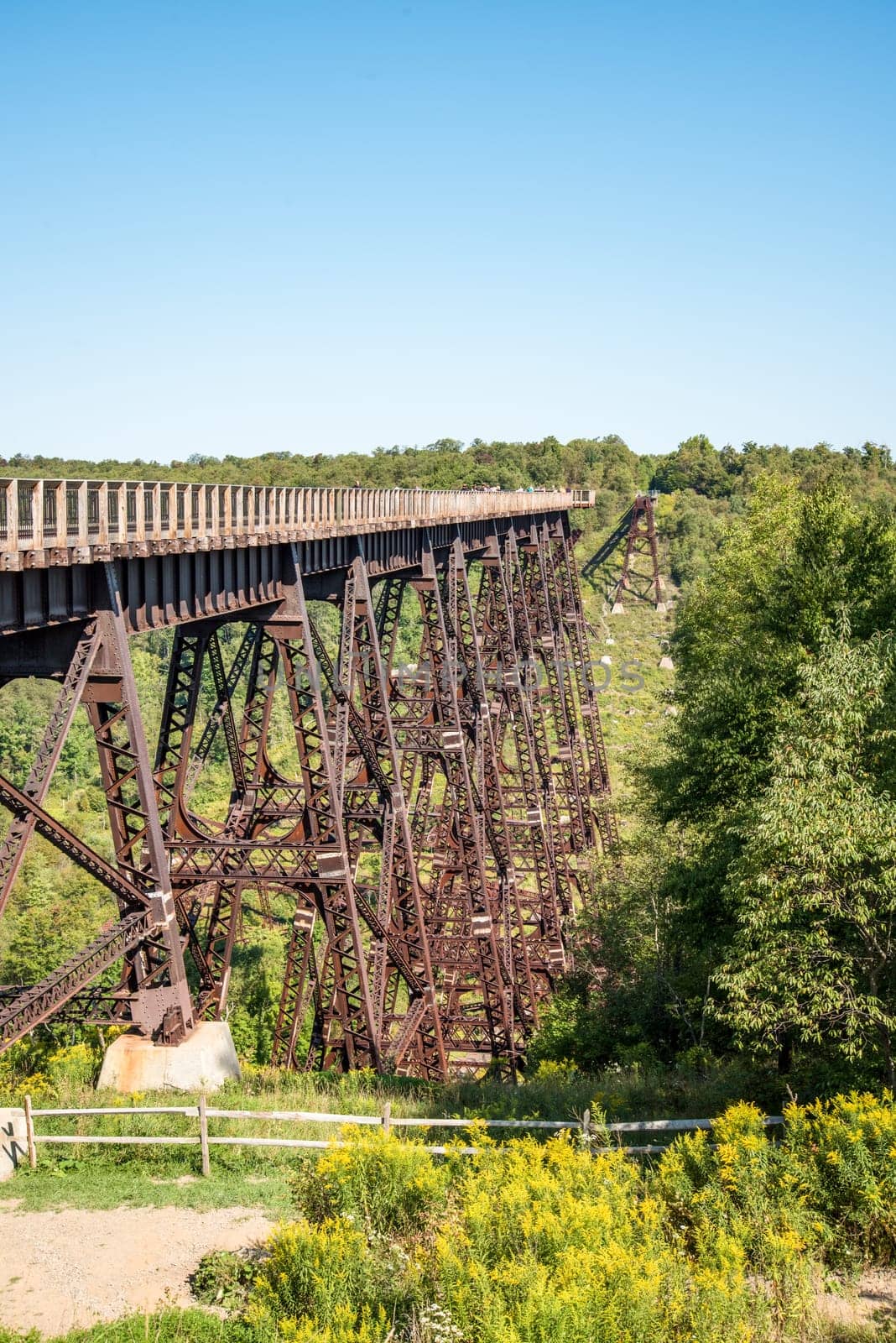 Destroyed historic Kinzua railway bridge after a Tornado went through, Pennsylvania, USA