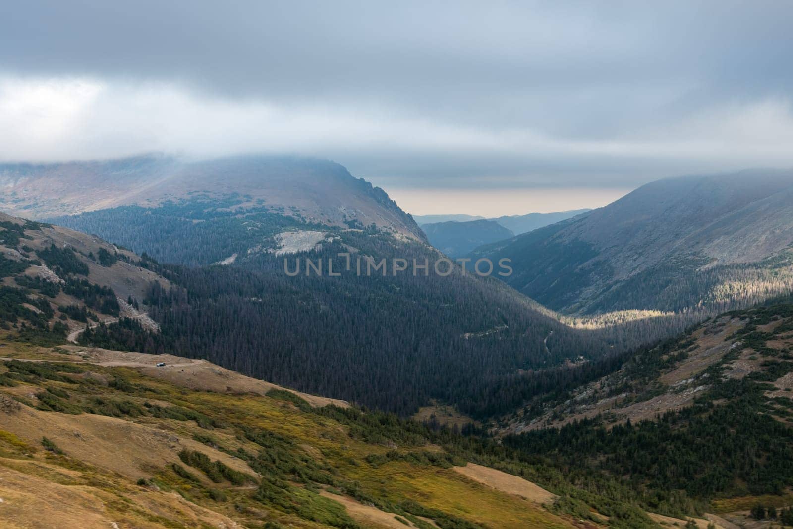 Great view up high in the mountains of Rocky Mountain NP, USA