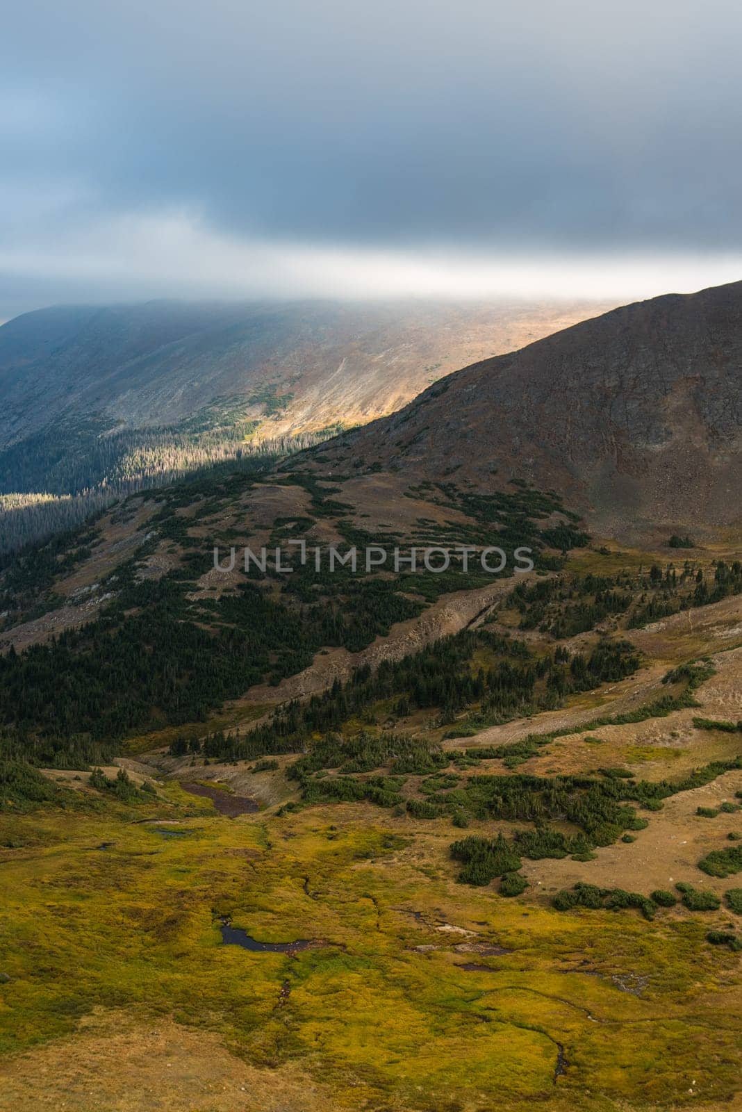Great view up high in the mountains of Rocky Mountain NP, USA