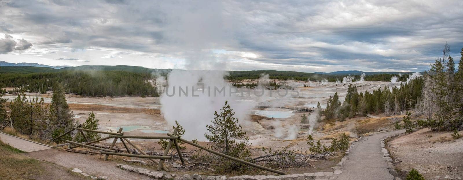 Steaming Mud Pod Area in famous Yellowstone National Park, USA