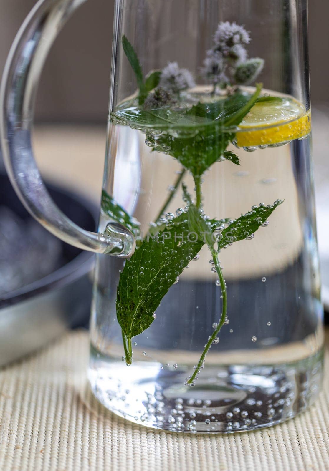 Fresh water with lemon and mint is the best for a hot day