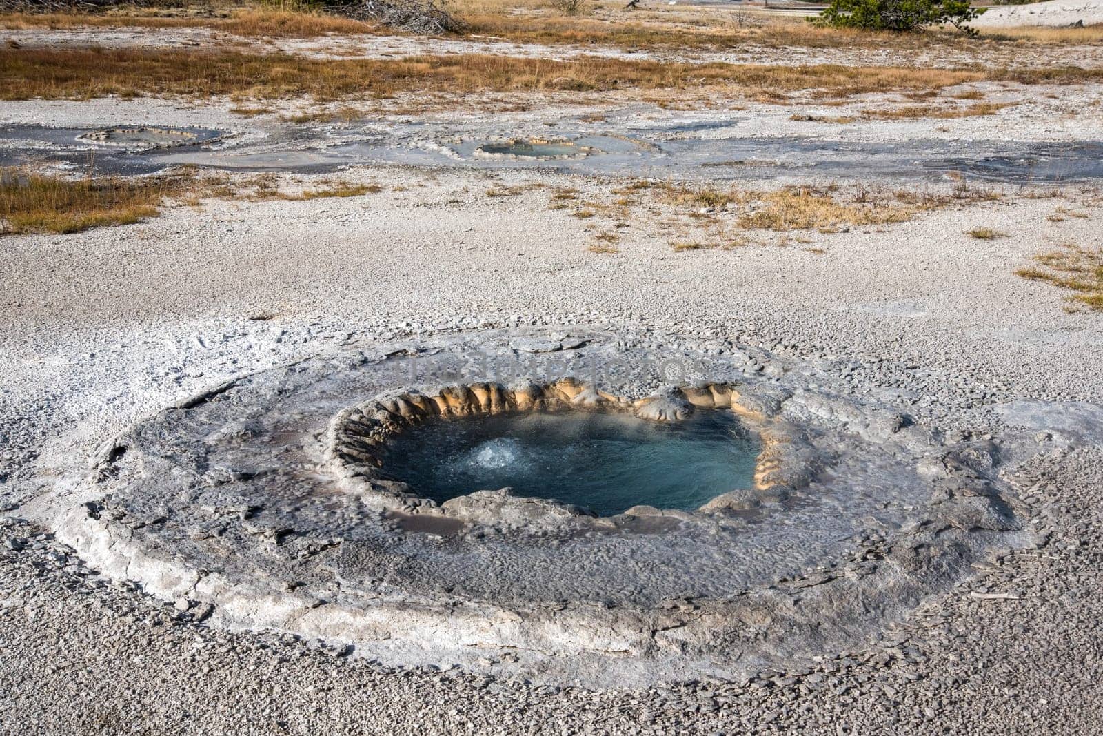 Great colorful pools of the Upper Geyser Basin of Yellowstone NP, USA