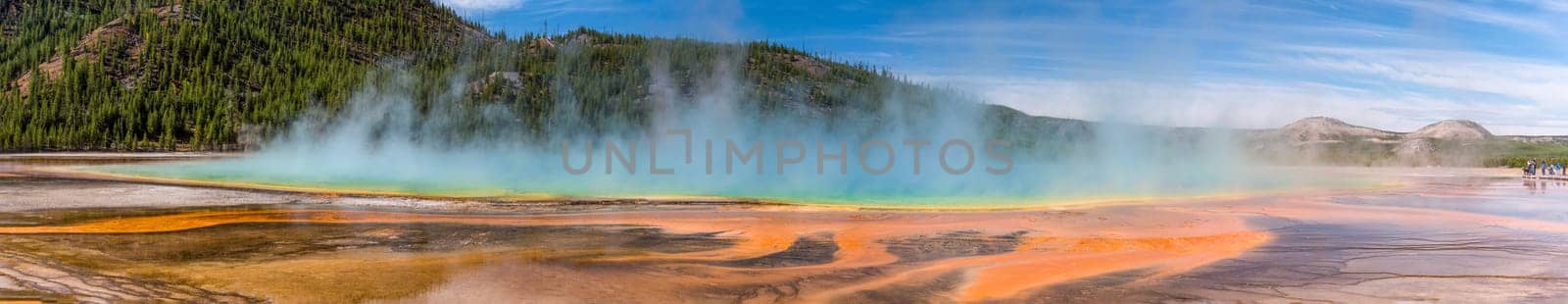 Famous Grand Prismatic Spring basin in Yellowstone National Park, USA