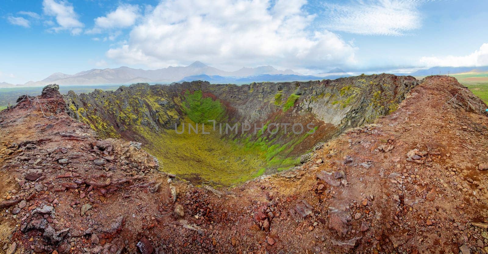 Look into crater of Eldborg volcano, Western Iceland