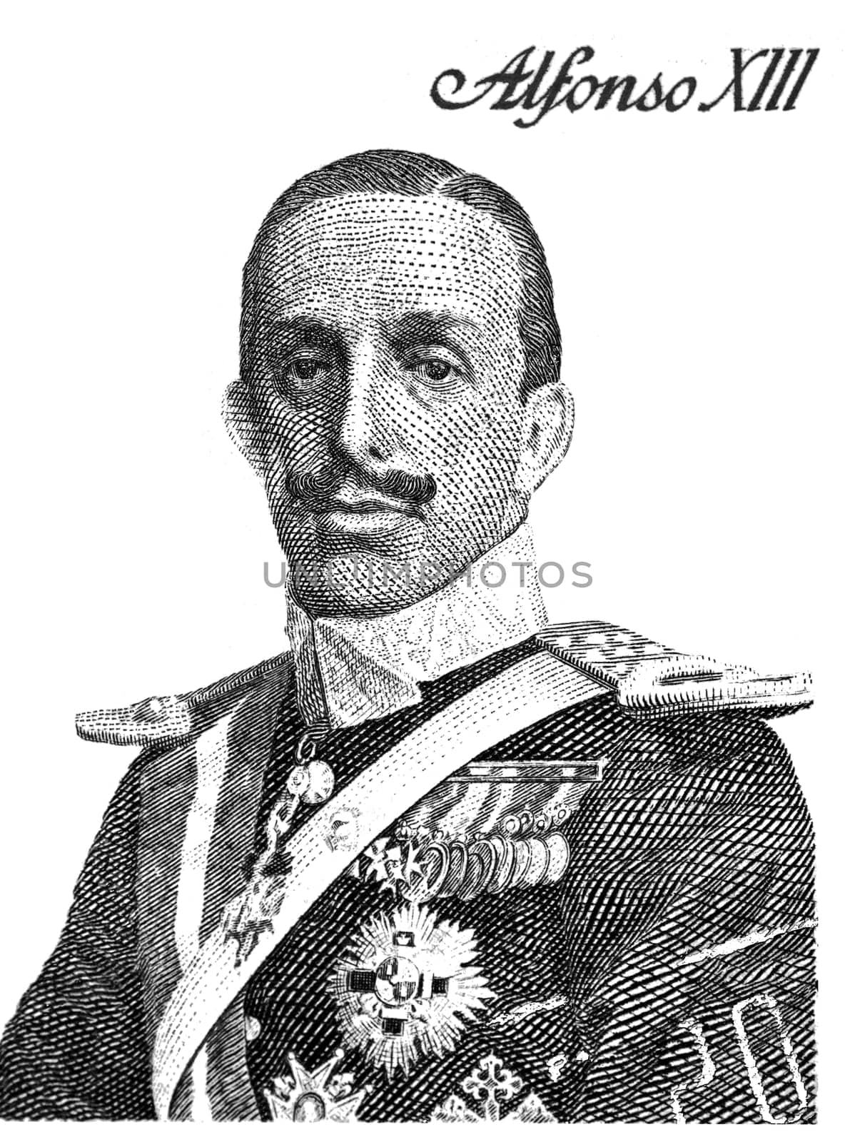 SPAIN - CIRCA 1978: A stamp printed by Spain shows portrait of Alfonso XIII, King of Spain, series royalty and monarchies, circa 1978