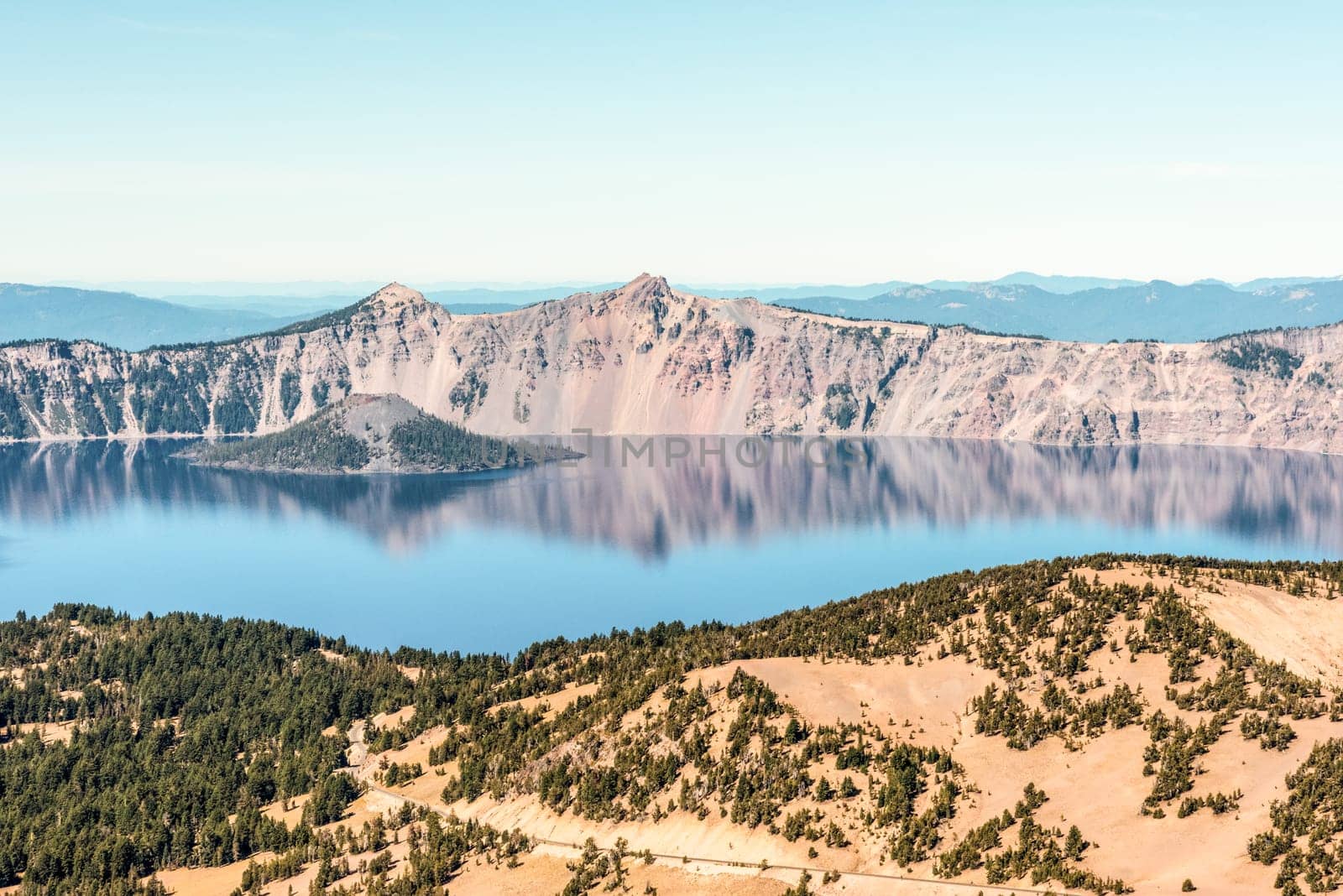 View of Crater Lake from Mt Scott, Crater Lake National Park, USA