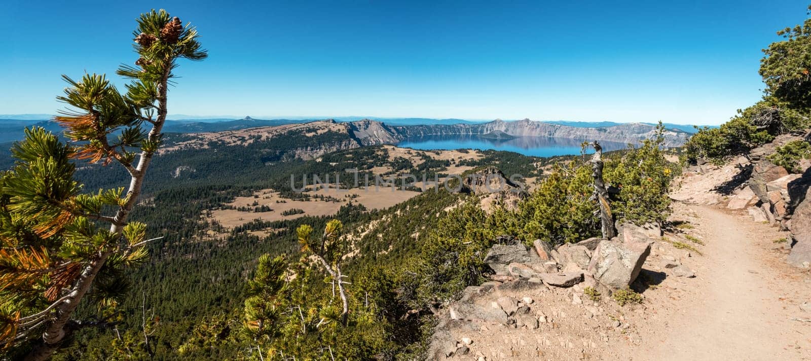 View of Crater Lake from Mt Scott, Crater Lake National Park, USA