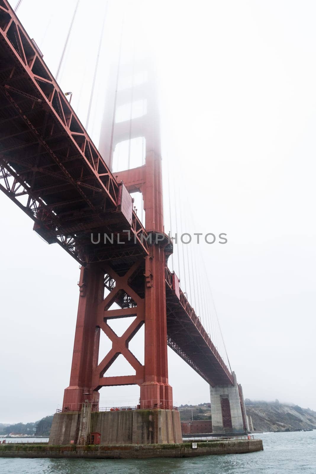 Famous Golden Gate bridge in San Francisco on a foggy day, USA