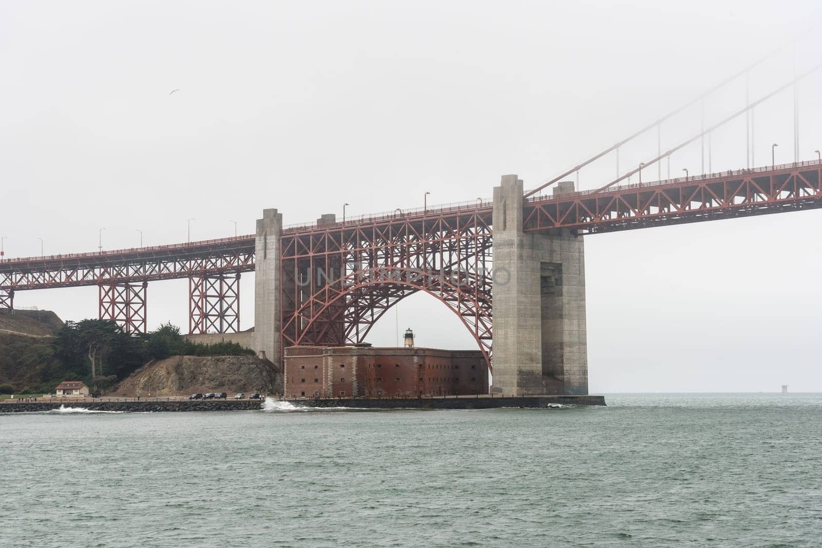 Famous Golden Gate bridge in San Francisco on a foggy day, USA