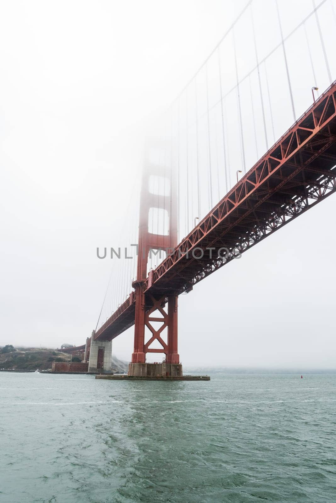 Famous Golden Gate bridge in San Francisco on a foggy day, USA