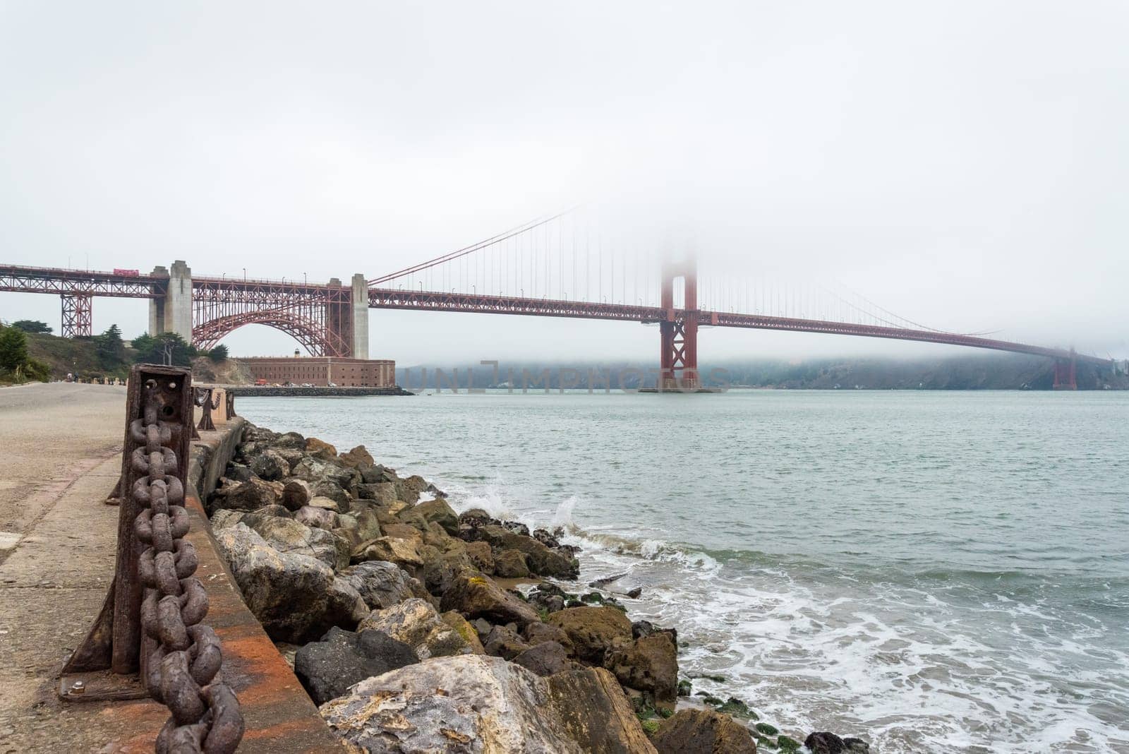 View on Golden Gate Bridge from Golden Gate Beach, San Francisco, USA