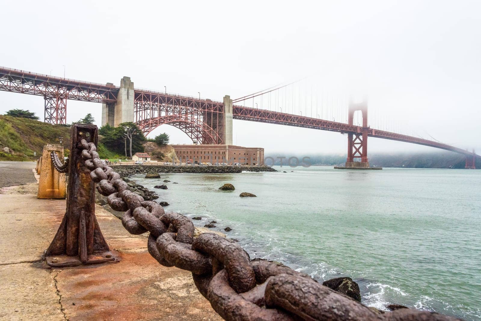 View on Golden Gate Bridge from Golden Gate Beach, San Francisco, USA