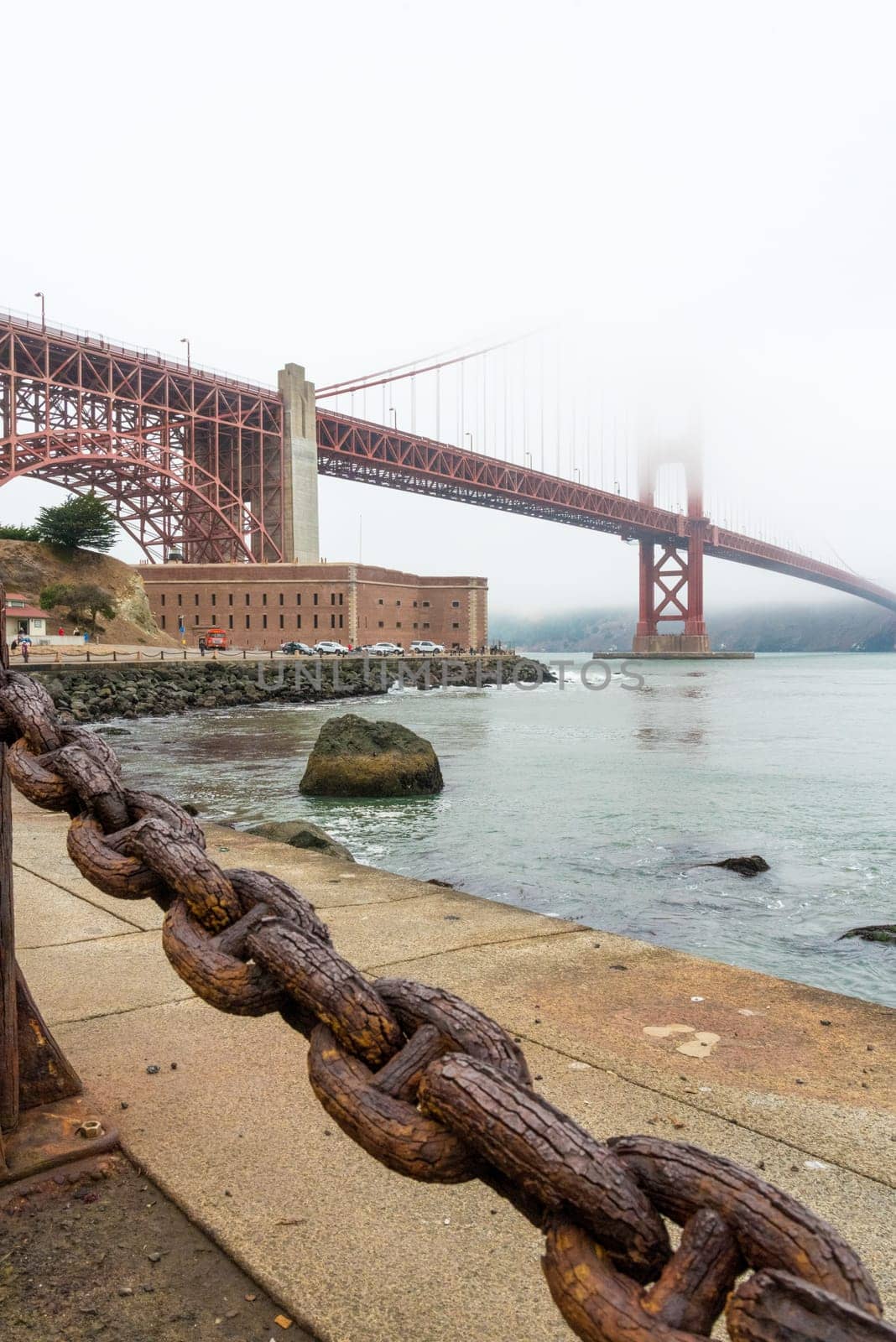 View on Golden Gate Bridge from Golden Gate Beach, San Francisco, USA