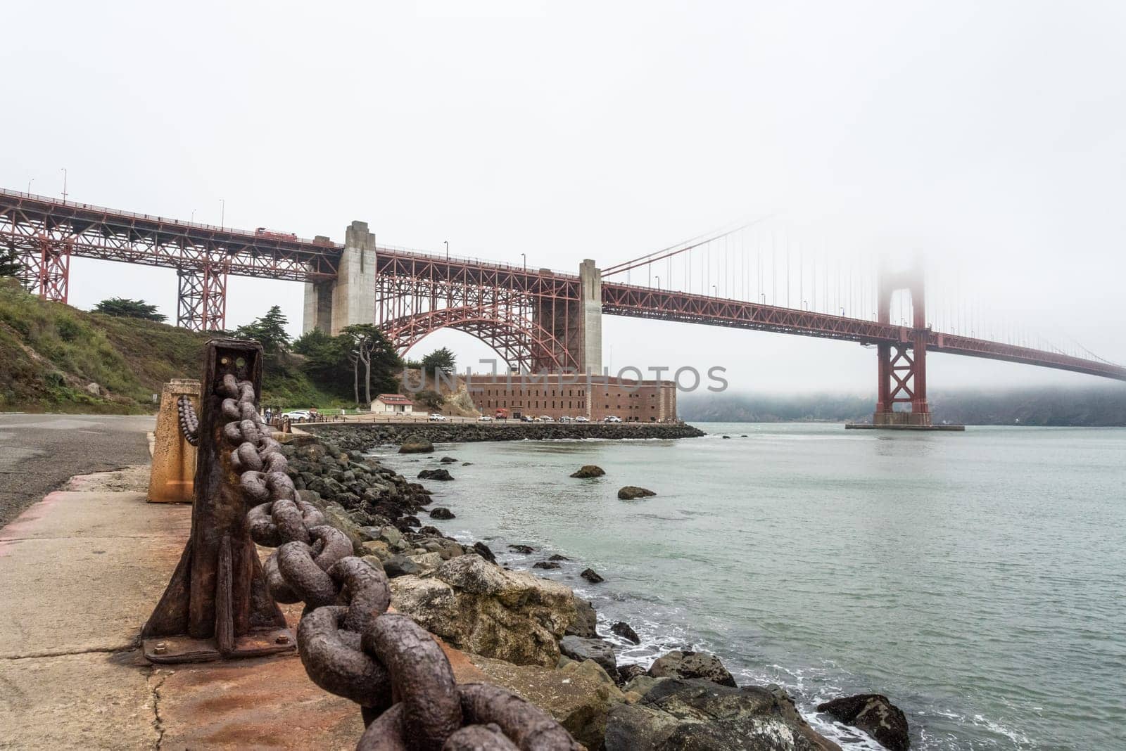 View on Golden Gate Bridge from Golden Gate Beach, San Francisco, USA