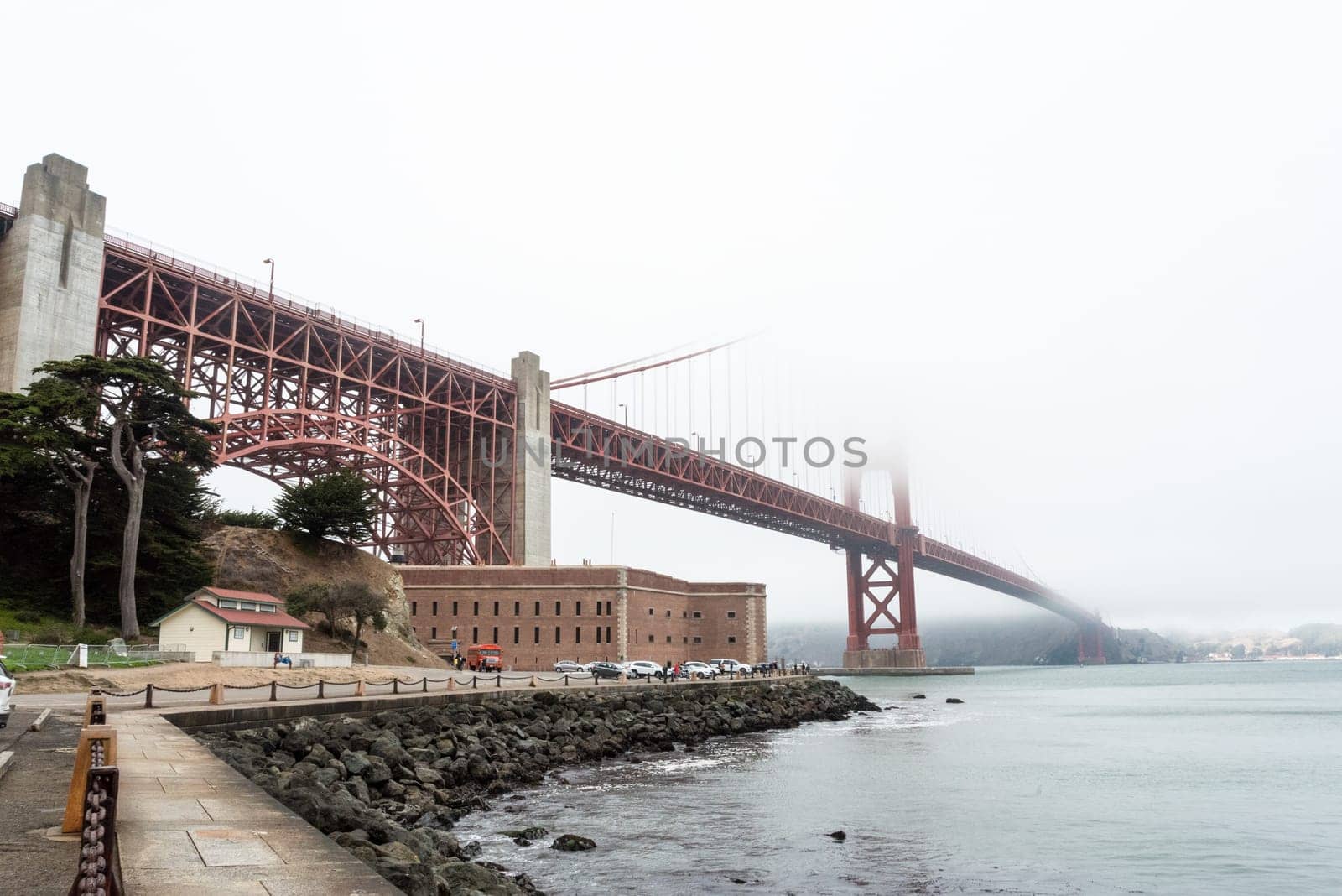 View on Golden Gate Bridge from Golden Gate Beach, San Francisco, USA