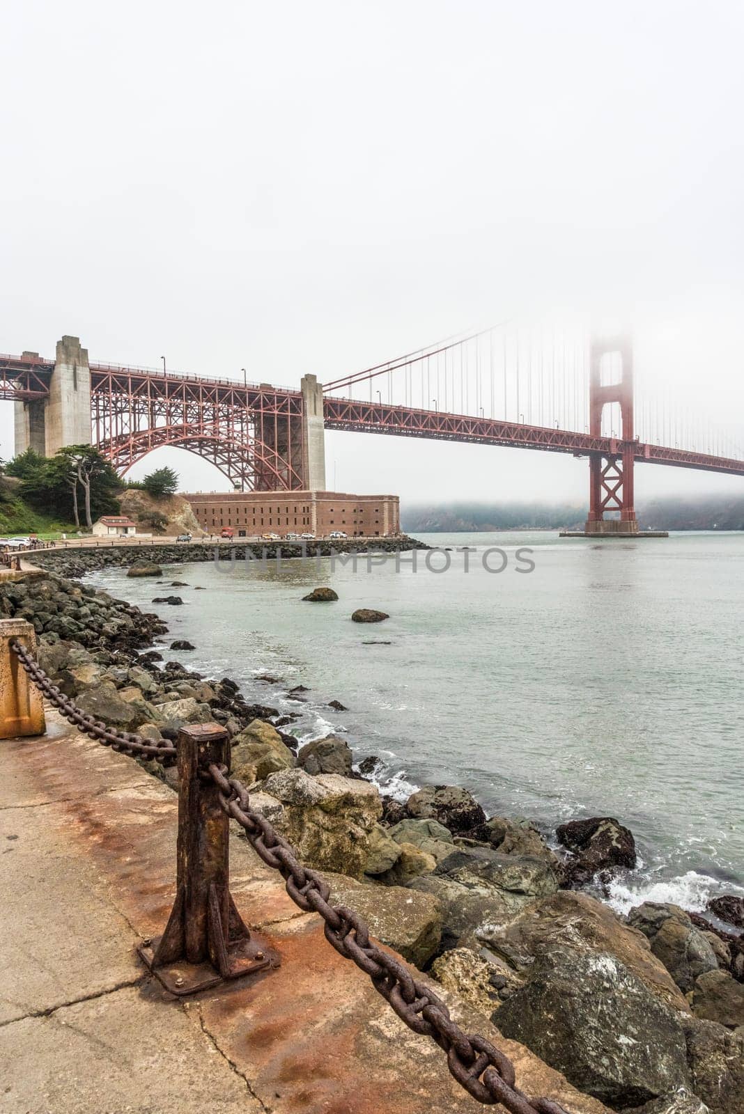 View on Golden Gate Bridge from Golden Gate Beach, San Francisco, USA