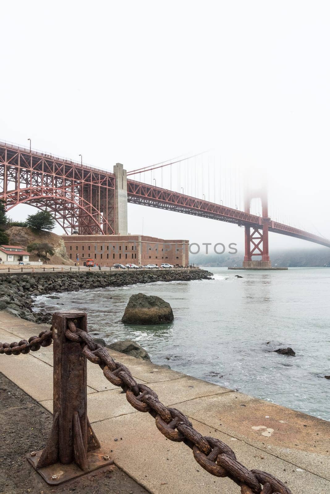 View on Golden Gate Bridge from Golden Gate Beach, San Francisco, USA