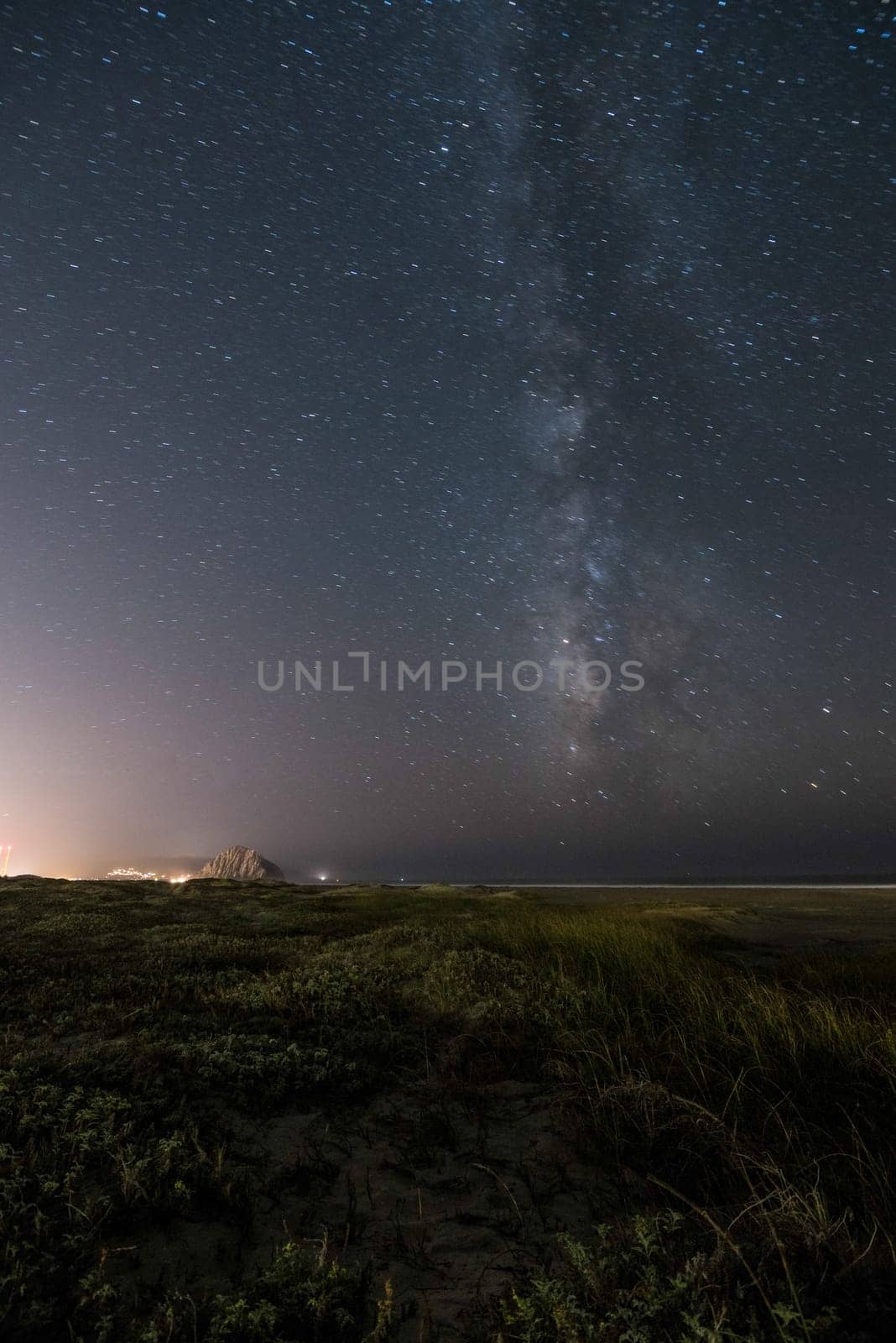 Starry night and the Milky Way above the Big Sur, US West Coast