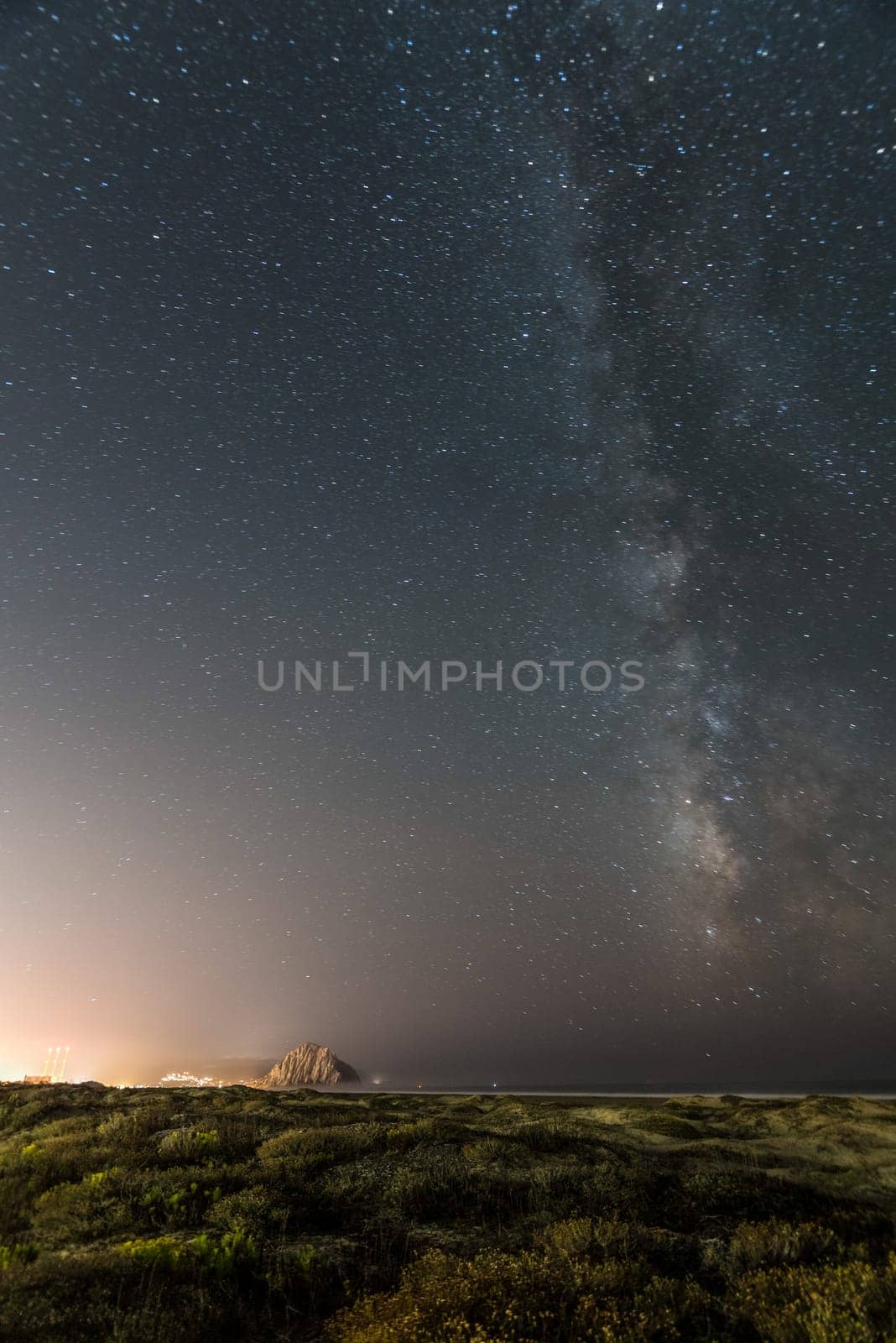 Starry night and the Milky Way above the Big Sur, US West Coast