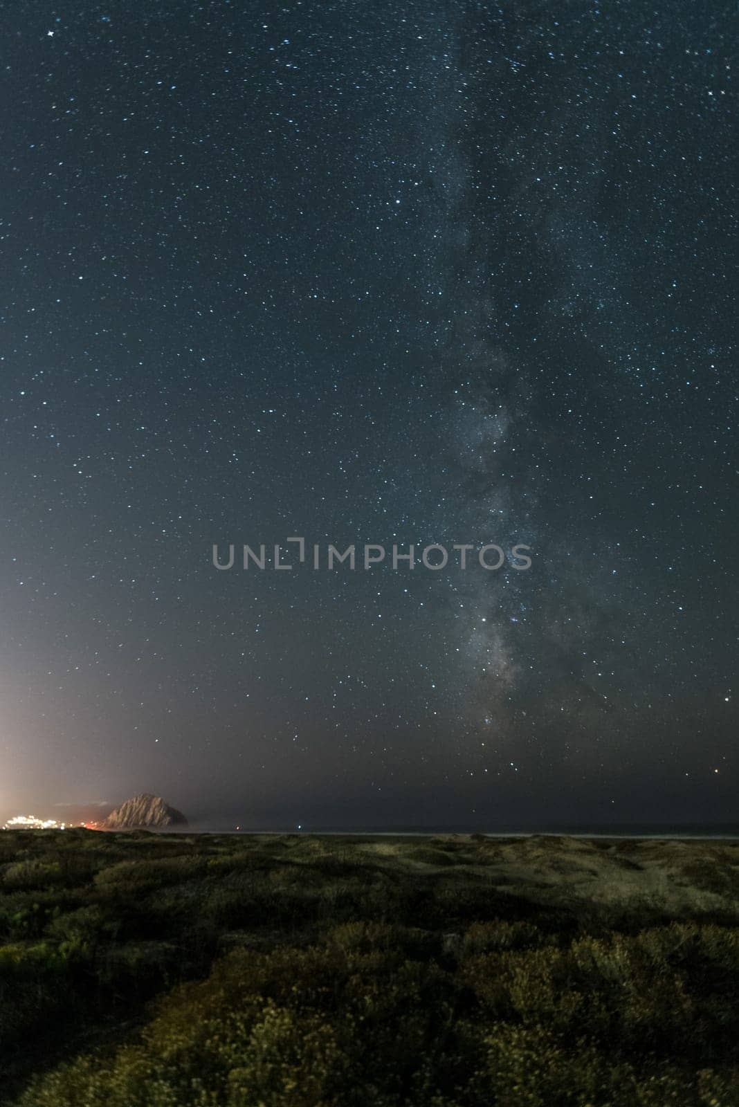 Starry night and the Milky Way above the Big Sur, US West Coast
