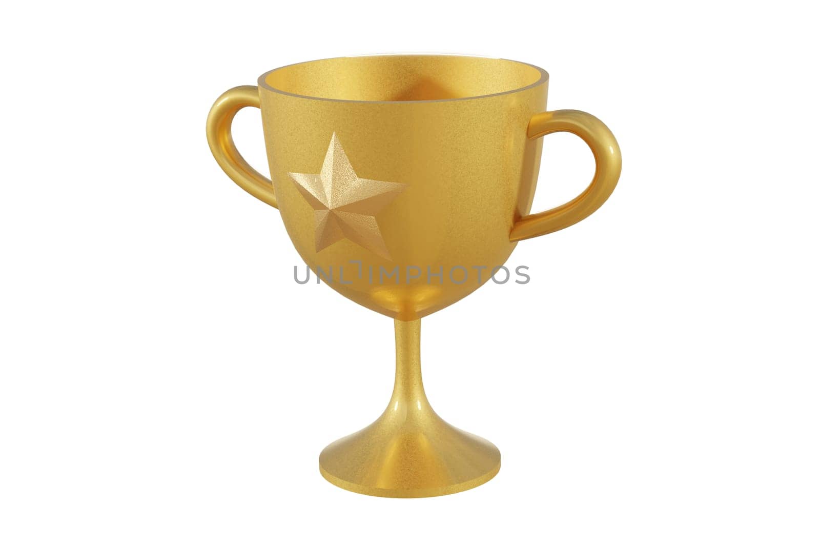 3D Illustration, Winner Gold Trophy 3D Icon.