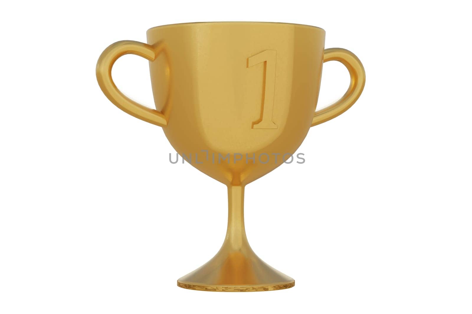 3D Illustration, Winner Gold Trophy 3D Icon.