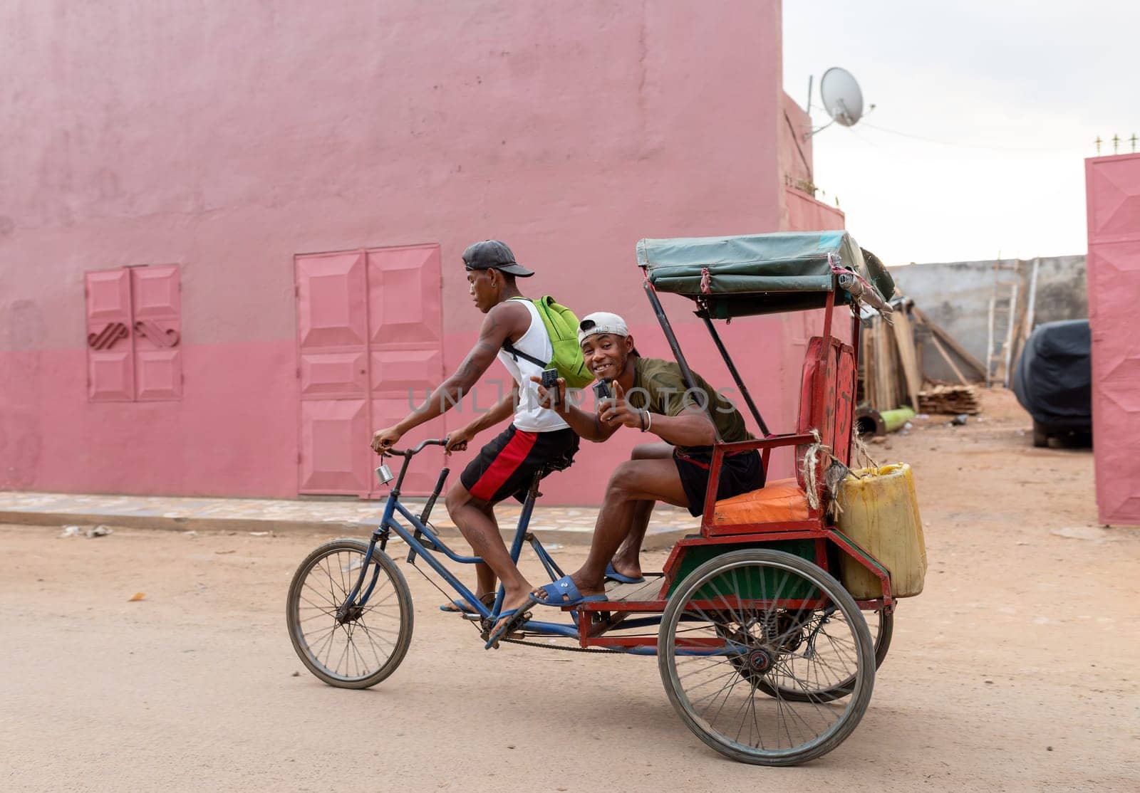 Miandrivazo, Madagascar - November 2nd 2022: A traditional rickshaw on the city streets, serving as a cultural emblem and a mode of transport.