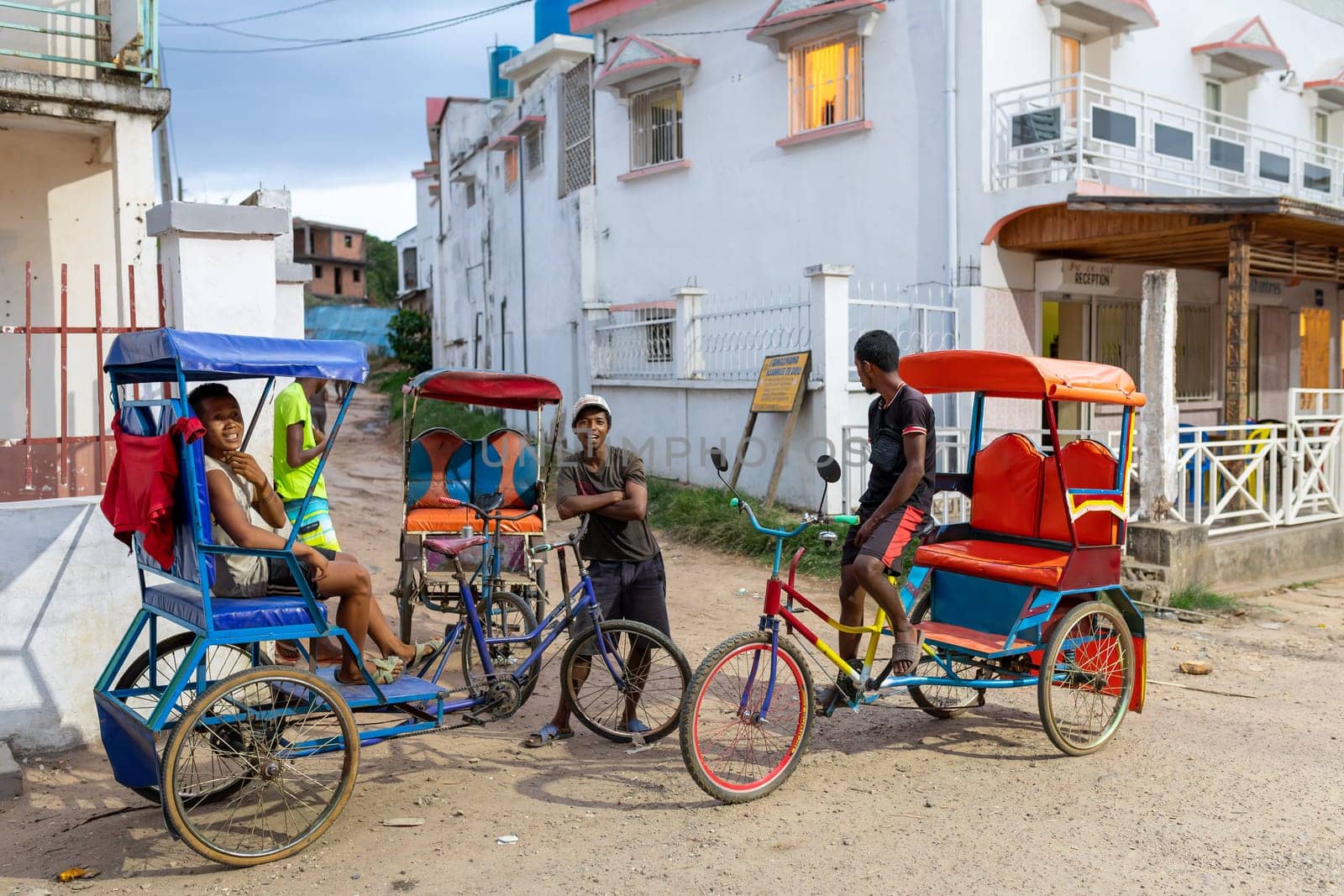 Miandrivazo, Madagascar - November 2nd 2022: A traditional rickshaw on the city streets, serving as a cultural emblem and a mode of transport.