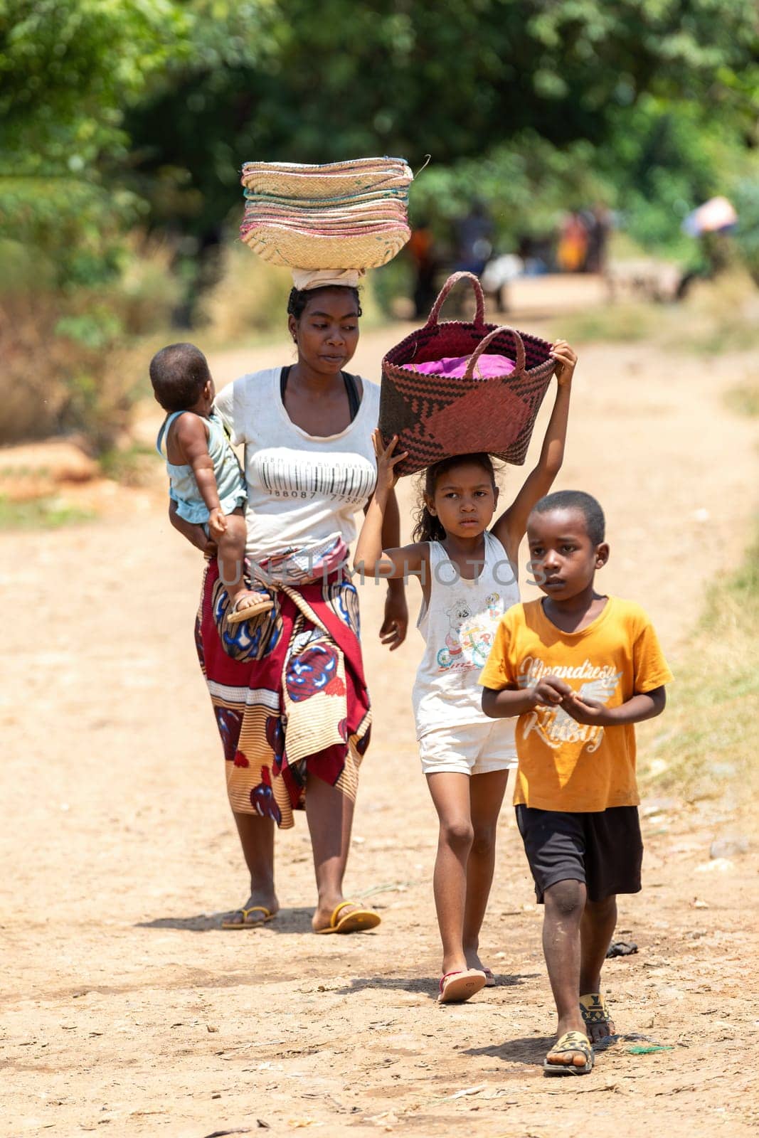 Miandrivazo, Madagascar - November 2nd, 2022: A group of Malagasy people on the streets of Miandrivazo.