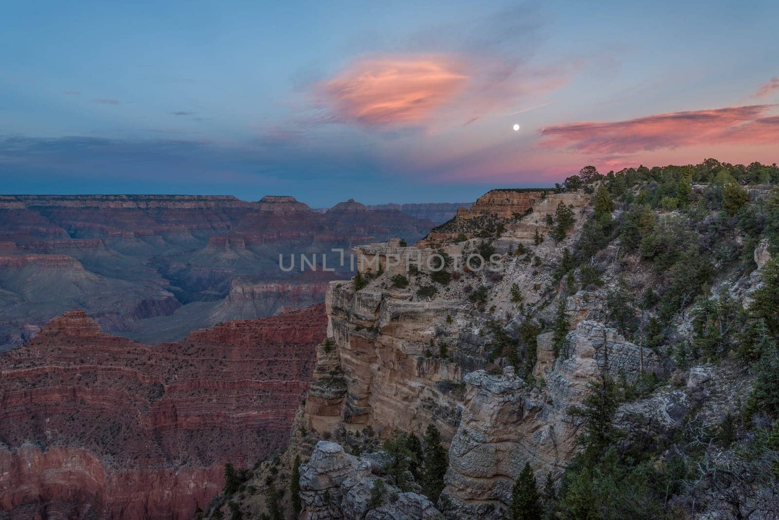 Sunset over the famous Grand Canyon in Arizona, USA