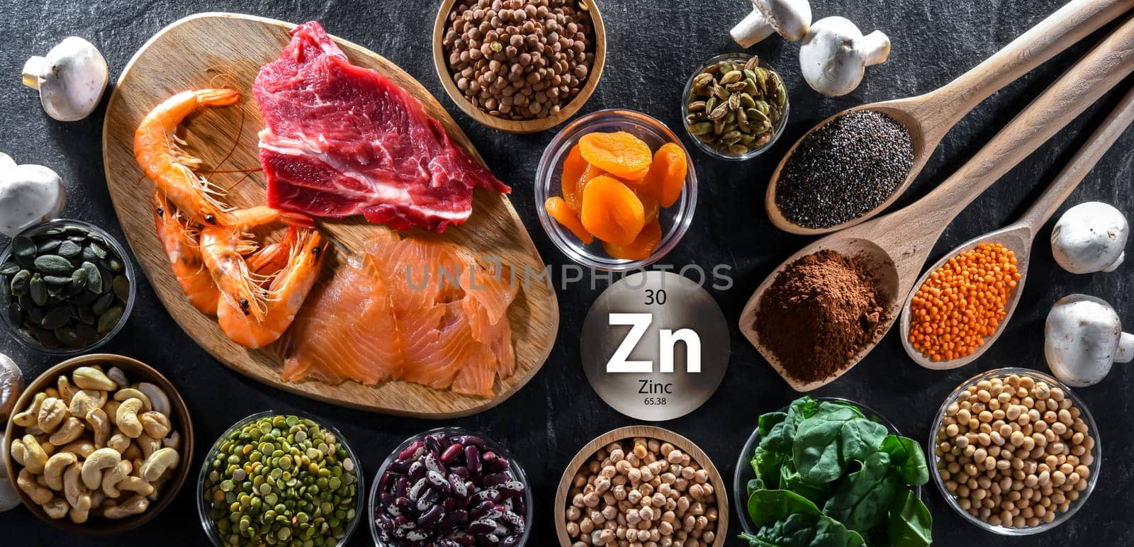 Composition with food products rich in zinc