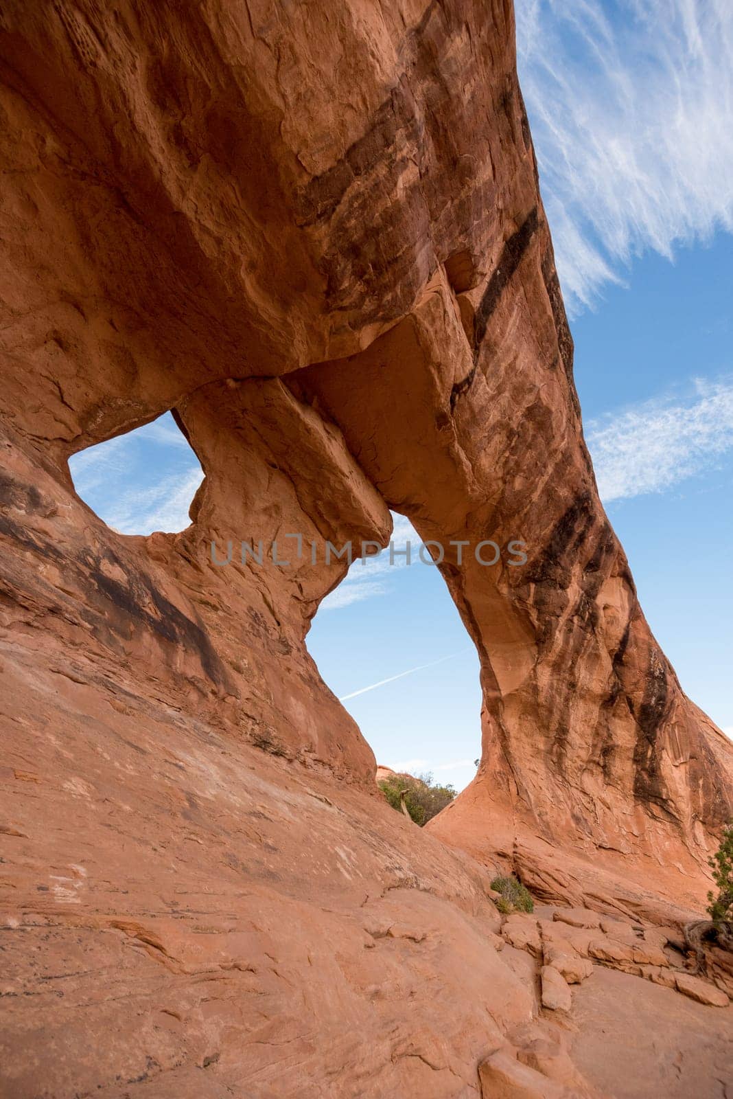 Great view on the Partition Arch in the Arches National Park, USA