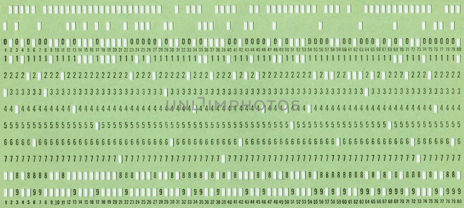 vintage punched card for computer data storage and programming