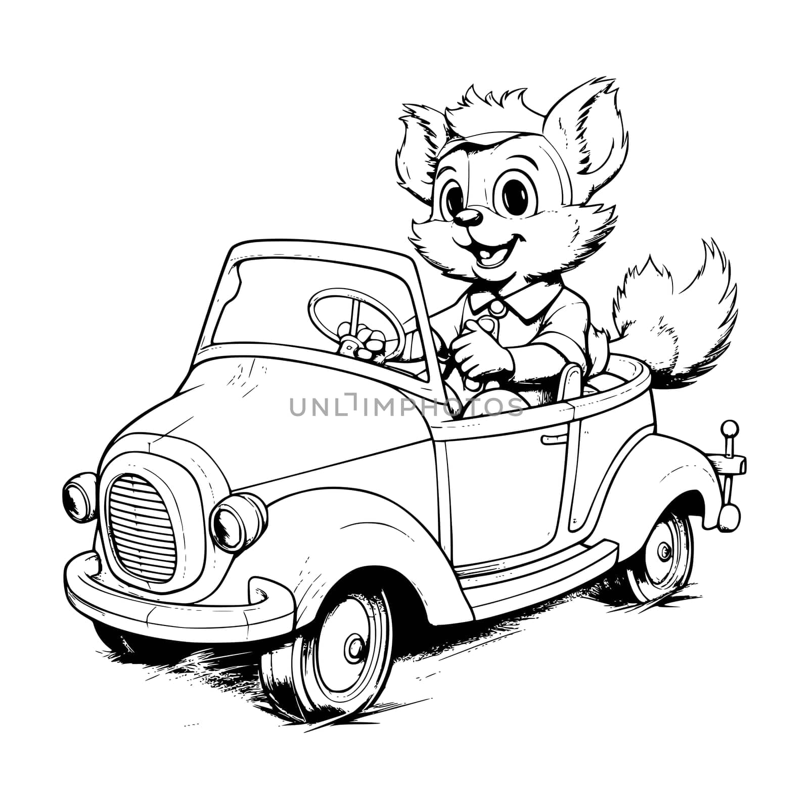 Animals Riding A Car Coloring Pages Drawing For Kids