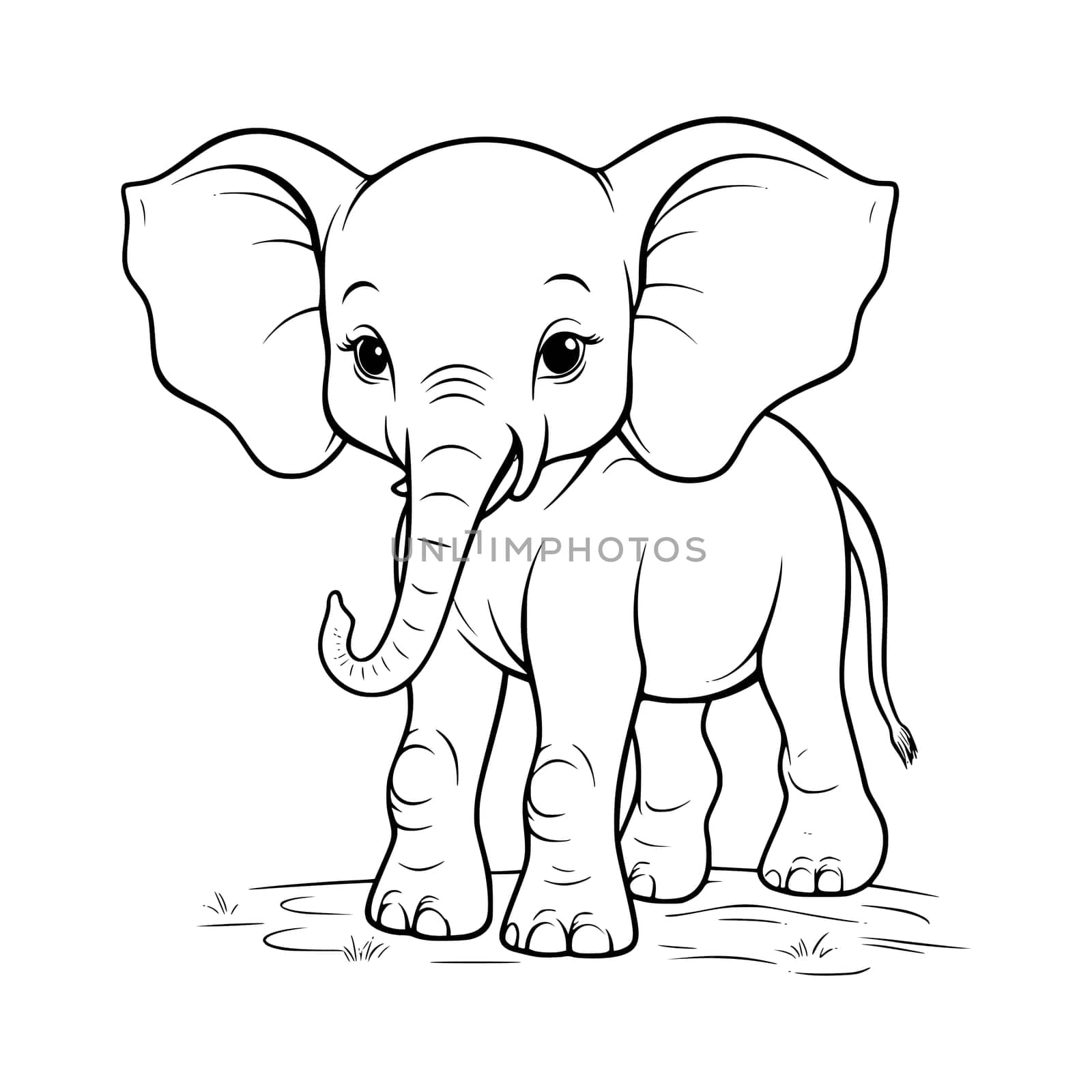 Baby Elephant Coloring Page Drawing For Kids