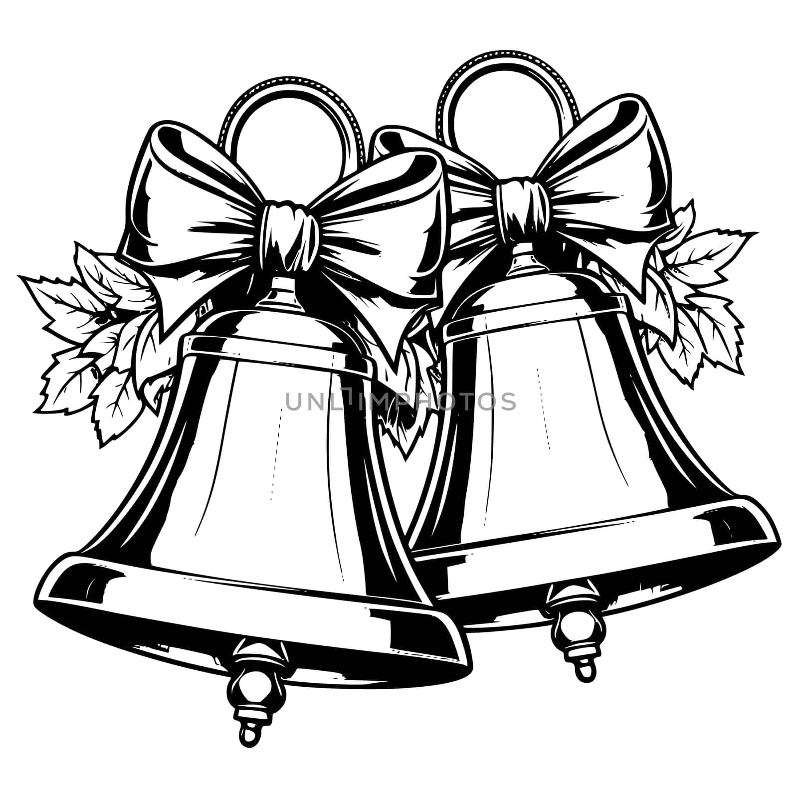 Bells with Ribbon Coloring Pages Drawing For Kids