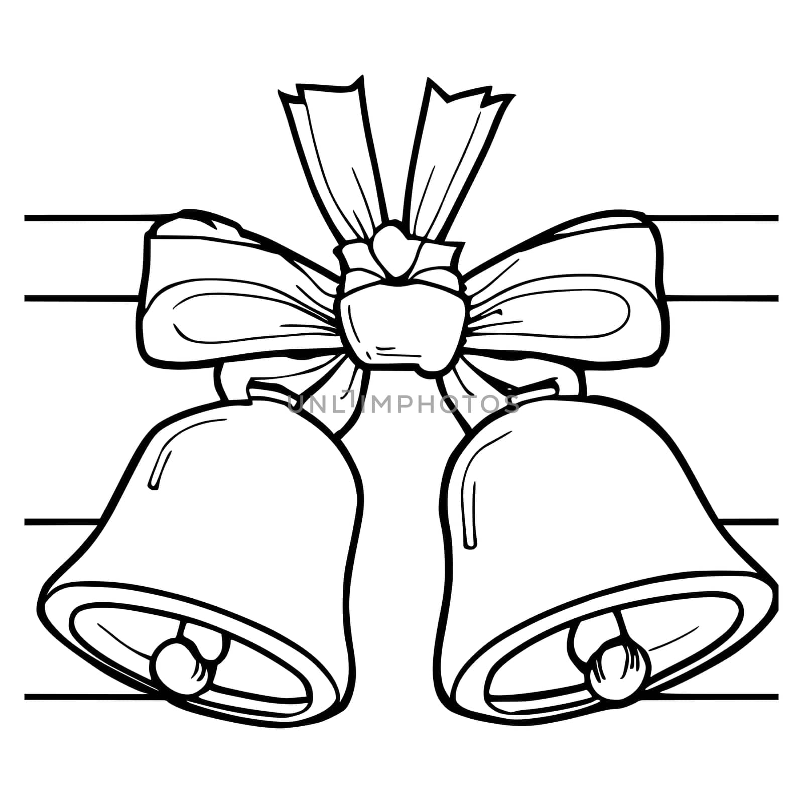 Bells with Ribbon Coloring Pages Drawing For Kids