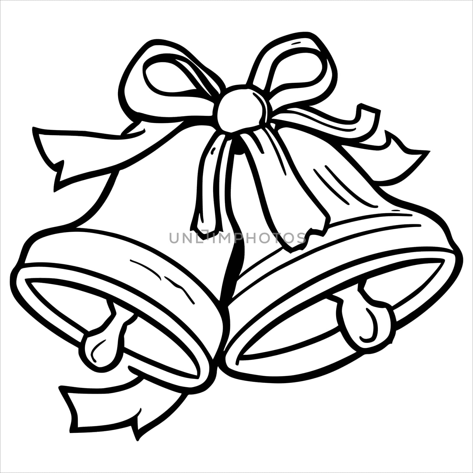 Bells with Ribbon Coloring Pages Drawing For Kids