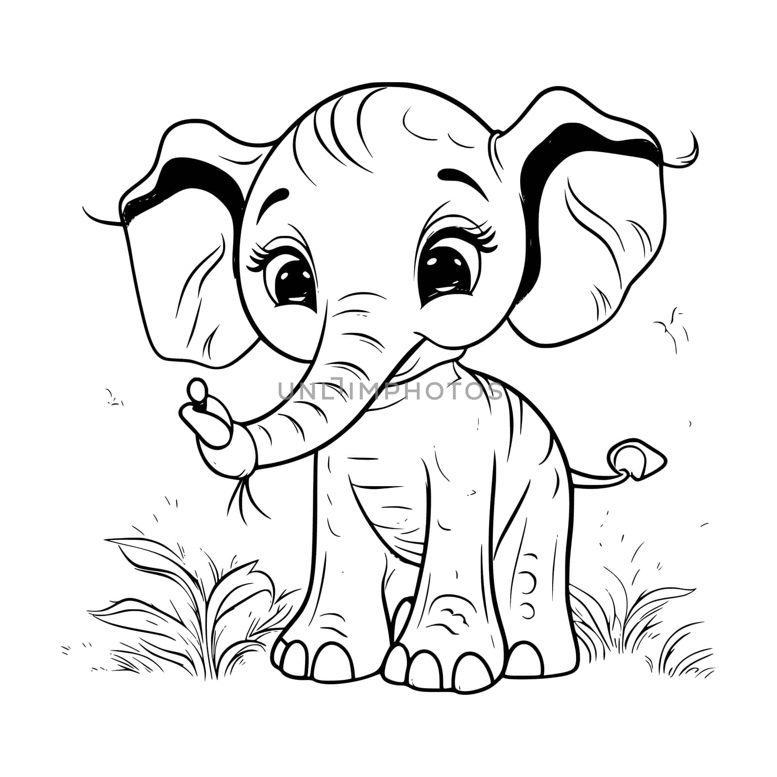 Baby Elephant Coloring Page Drawing For Kids
