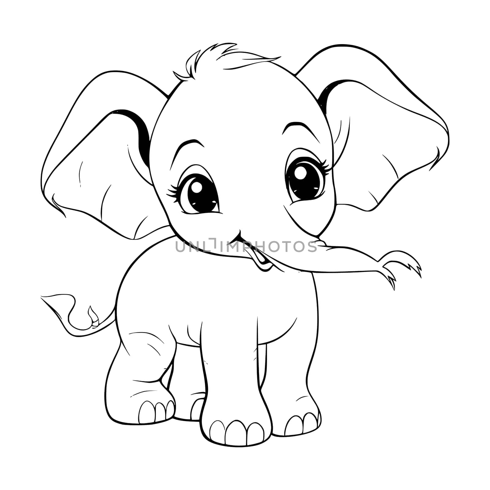 Baby Elephant Coloring Page Drawing For Kids